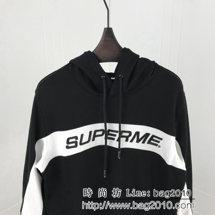 SUPREME 18ss秋冬新款 弧形撞色拼接刺繡字母 純棉連帽衛衣 男女同款 ydi1715